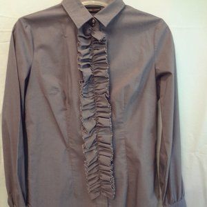 Grey blouse with hidden front buttons, size XS